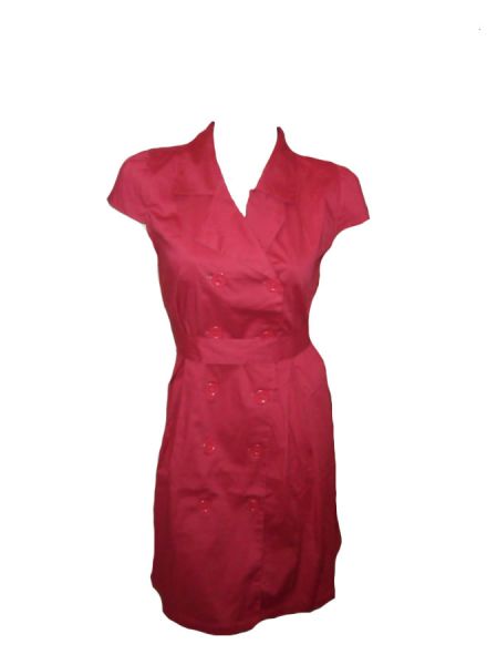 Vestido Vermelho 2 colunas de botões